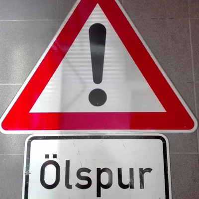 Ölspurwarntafel
